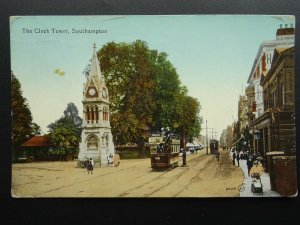 Hampshire SOUTHAMPTON The Clock Tower & Tram 55 c1906 Postcard by 'W'