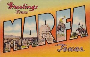 Greetings From Marfa Texas Large Letter Linen