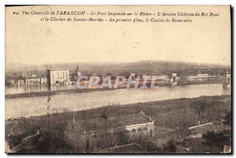 Old Postcard Vue Generale The Tarascon Suspension Bridge on the Rhone