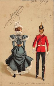 Lot256 woman and new soldier  comic postcard uk raphael tuck