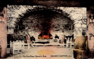 Grand Canyon, Arizona - The Fireplace at Hermit's Restaurant - c1940