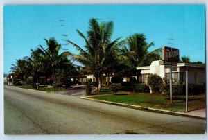 Palm Beach Florida Postcard Pink Lodge Hotel Apartments Lake Worth 1958 Vintage