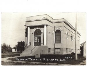 c1930 Masonic Temple Highmore South Dakota SD RPPC Real Photo Postcard