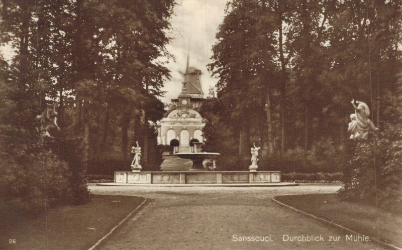 Germany Sanssouci Durchblick zur Mühle RPPC 06.94