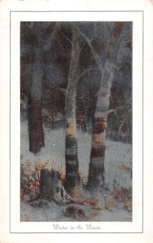 Group Of 6 Gibson Metallic Scenic Forest Scenes Boat Antique Postcards K20627