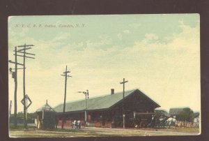 CAMDEN NEW YORK CENTRAL RAILROAD DEPOT TRAIN STATION VINTAGE POSTCARD