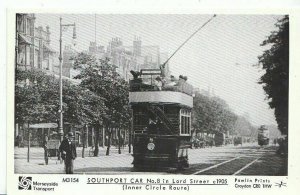 Lancashire Postcard -Southport Car No.8 in Lord Street - Inner Circle Route M873