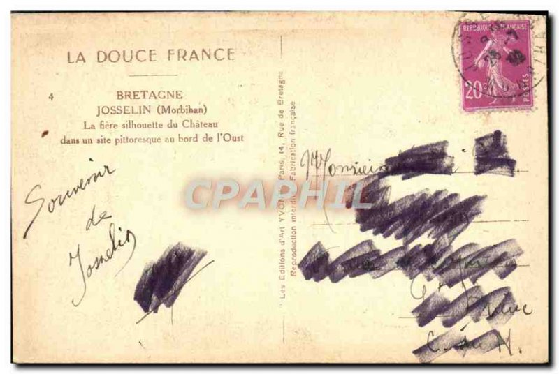 Old Postcard Josselin Chateau
