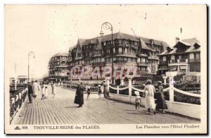 Old Postcard Trouville Queen of Beaches The Boardwalk By L & # 39Hotel Flaubert