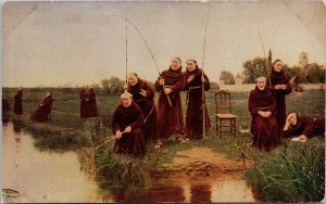 Monks Fishing W. Dendy Sadler Eyre & Spottiswoode Postcard G4