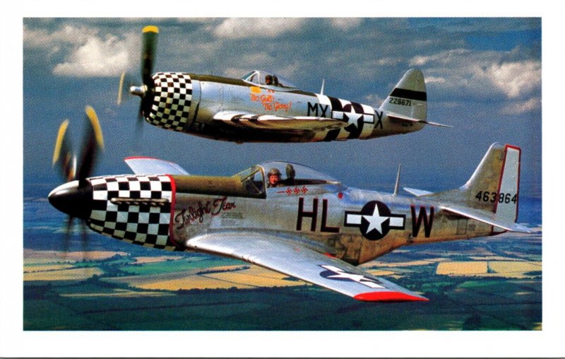 Airplane North American P-51d MUstang and Republic P-47D Thunderbolt