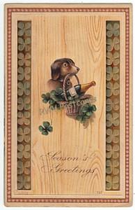 German Vintage Dog Postcard Dachshund Holds Champagne