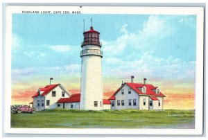 Cape Cod Massachusetts MA Postcard Highland Light Lighthouse Scene c1930's