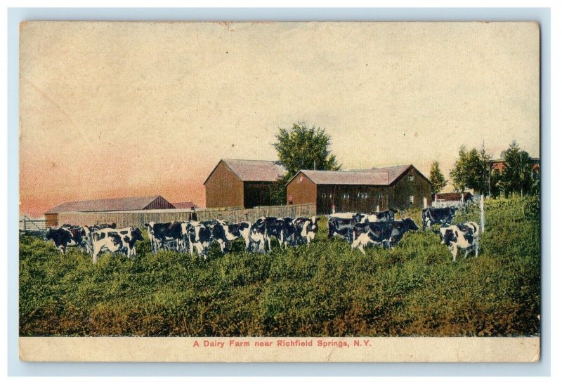 1908 A Dairy Farm Near Richfield Springs South Columbia New York NY Postcard