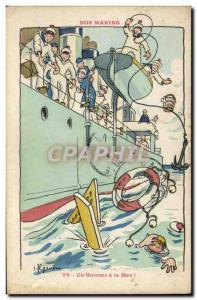 Postcard Old Sailors Illustrator Gervese Boat War One man sea!