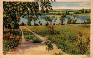 Rockland Lake, New York, Dirt Road to the Lake, Scenic Vintage Postcard F19