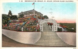 Vintage Postcard 1928 Residence of Wm. Wrigley Jr. Avalon Catalina Island Calif.