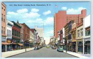 GREENSBORO, North Carolina NC ~ ELM STREET Scene 1940s Guilford County Postcard
