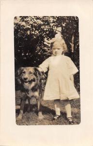 E59/ Interesting Real Photo RPPC Postcard c1910 Girl With Pet Dog 20 