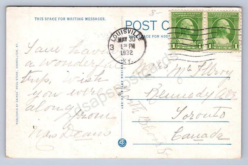 K4/ Ship Postcard c1930 Carrollton Kentucky Steamer Cincinnati River 297