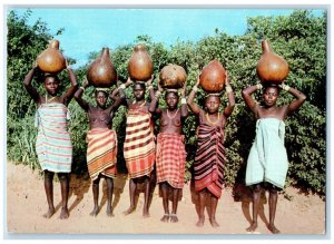 1985 View of Girima Women Water Pots Giriama Kenya Vintage Posted Postcard