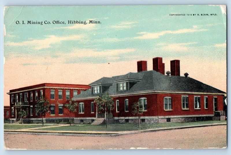 Hibbing Minnesota Postcard O.I. Co. Office Exterior View Building 1913 Vintage