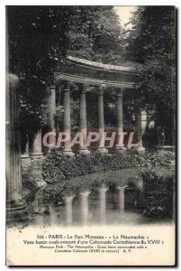Old Postcard Paris Parc Monceau the Naumachia Large Oval Basin surrounded by ...