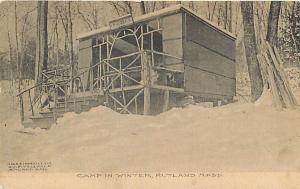RUTLAND, Massachusetts MA   WOODSIDE Camp in Winter  1911  Postcard