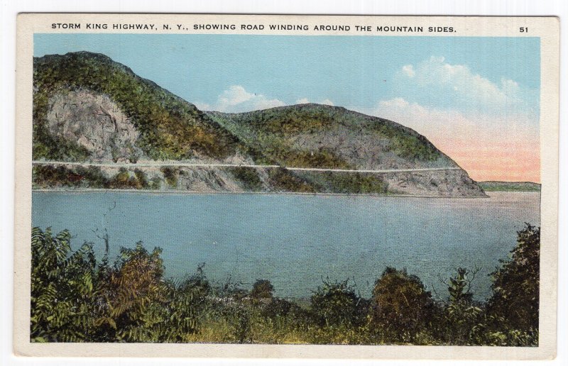 Storm King Highway, N.Y., Showing Road Winding Around The Mountain Sides