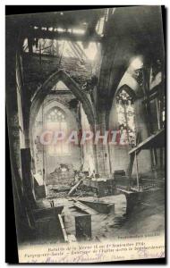 Postcard Old Army Pargny sur Saulx Interior of the church after bombing