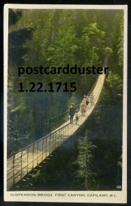 h3554 - CAPILANO BC 1930s Suspension Bridge. Real Photo Postcard by Sutton