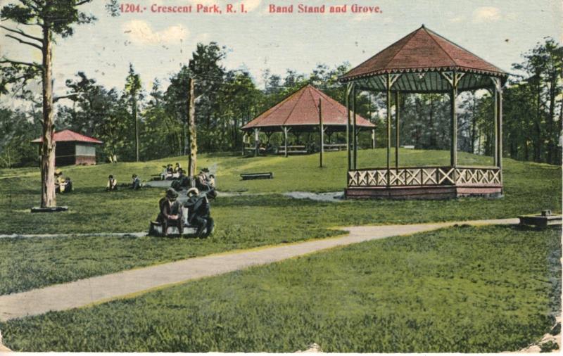 Crescent Park Rhode Island RI ~ Band Stand and Grove ~ c1912 Vintage Postcard