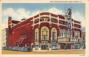 Fort Theatre Theater Rock Island Illinois 1940 linen postcard