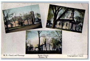 Rockton Illinois IL Postcard Baptist Church ME Church Congregational Church 1912