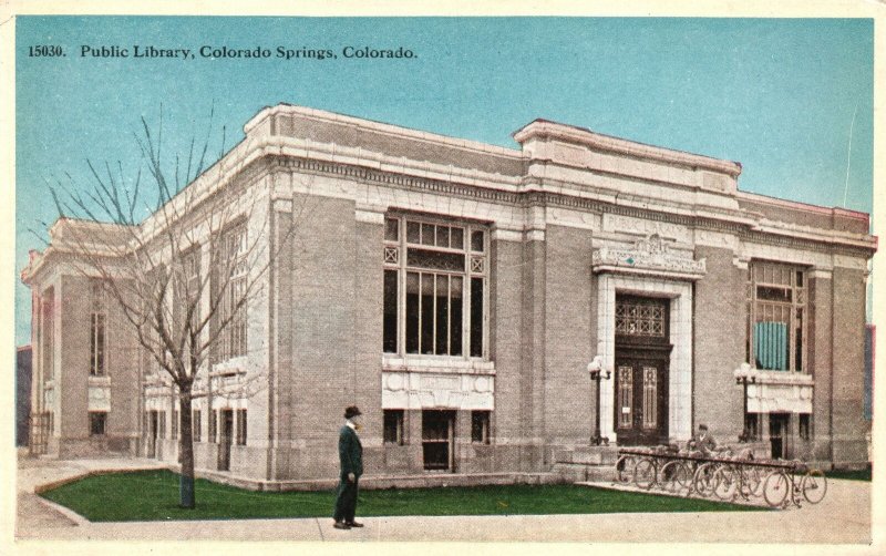 Vintage Postcard Public Library Building Landmark Colorado Springs Colorado CO