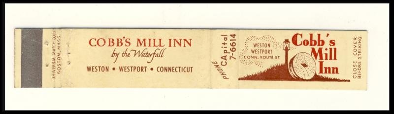 Weston/Westport, Conn/CT Mini-Matchcover, Cobb's Mill Inn