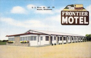 Linen Era,Route 66,Frontier Motel, Miami, OK, On Rt 66, Minty!, Old Postcard