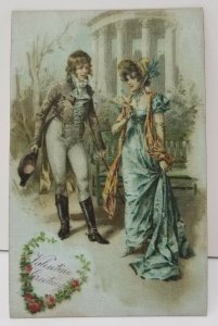 SILK POSTCARD BEAUTIFUL EARLY VALENTINE GREETING  POSTCARD C1908 GERMANY C2