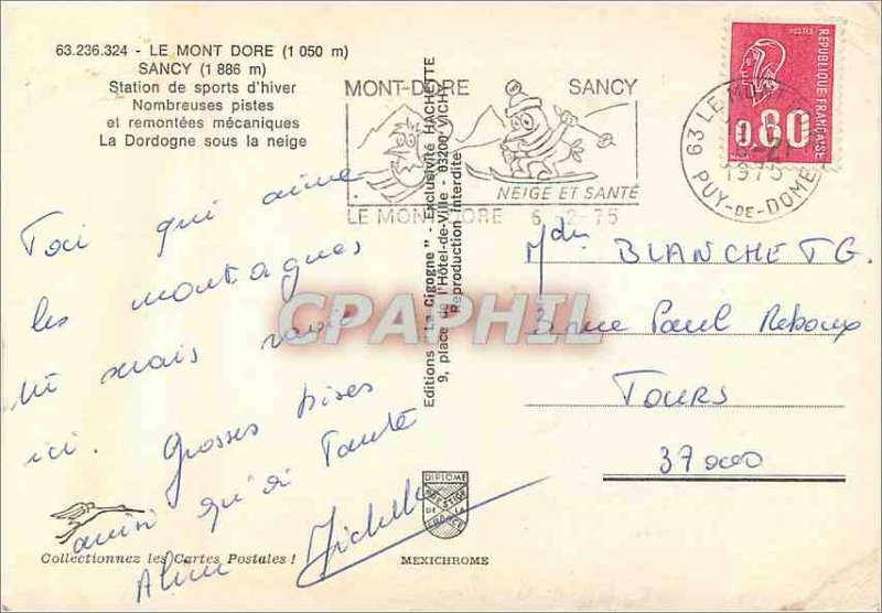Modern Postcard Mont Dore (1050 m) Sancy (1886 m)