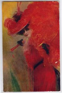 Woman with a BIG Feather Hat