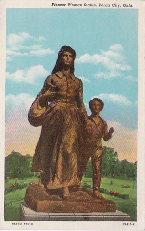 Oklahoma Ponca City Pioneer Woman Statue Curteich