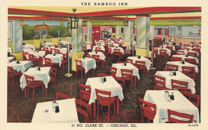 Chicago IL The Bamboo Inn Restaurant Curt Teich Postcard