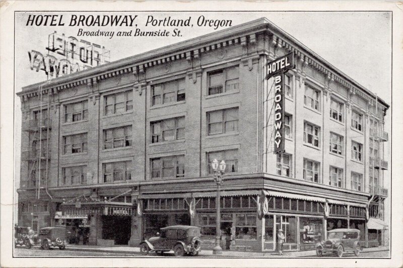 Hotel Broadway Portland OR Oregon Litho Postcard H58 *as is