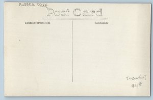 Indonesia Postcard Rubber Tree Being Cut Down c1910 Antique RPPC Photo