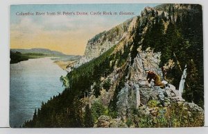 Columbia River from St. Peter's Dome, Castle Rock, Man On Cliff  Postcard L10