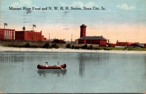 Iowa Sioux City Missouri River Front and Northwestern Railroad Station 1917