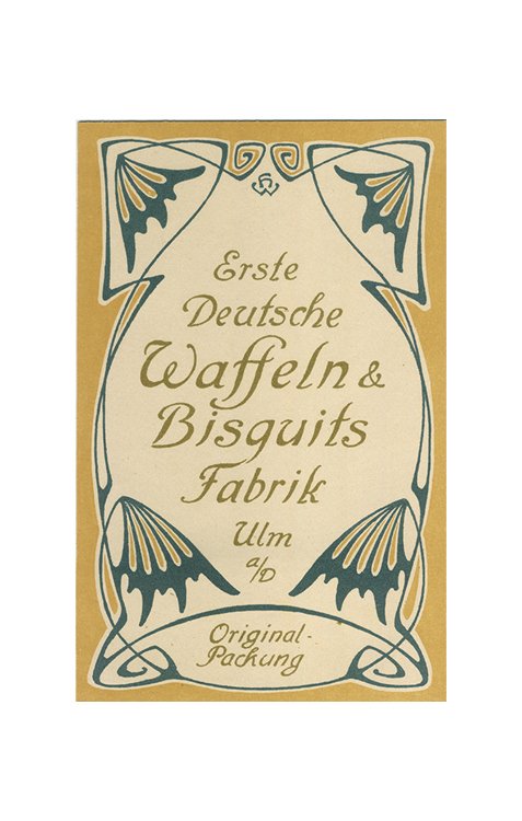 Art Nouveau Cookie Label circa 1903 printed by chromolithography Mint Condition