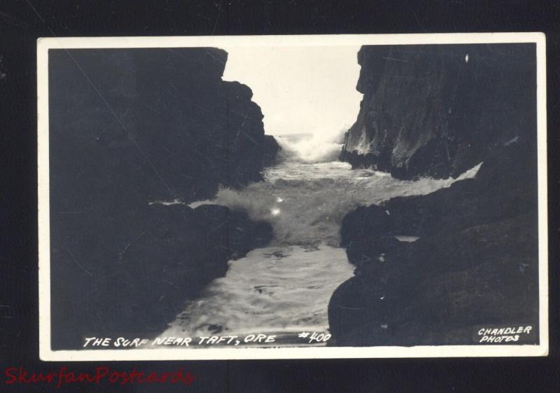 RPPC TAFT OREGON THE SURF PACIFIC OCEAN CHANDLER REAL PHOTO POSTCARD