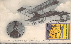 Aviation - Dijon Aviation Septembre 1910, Renaux sur Biplan M. Farman (timbre...