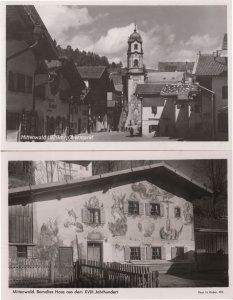 Mittenwald Germany Obermarkt Bemaltes House 2x Postcard s